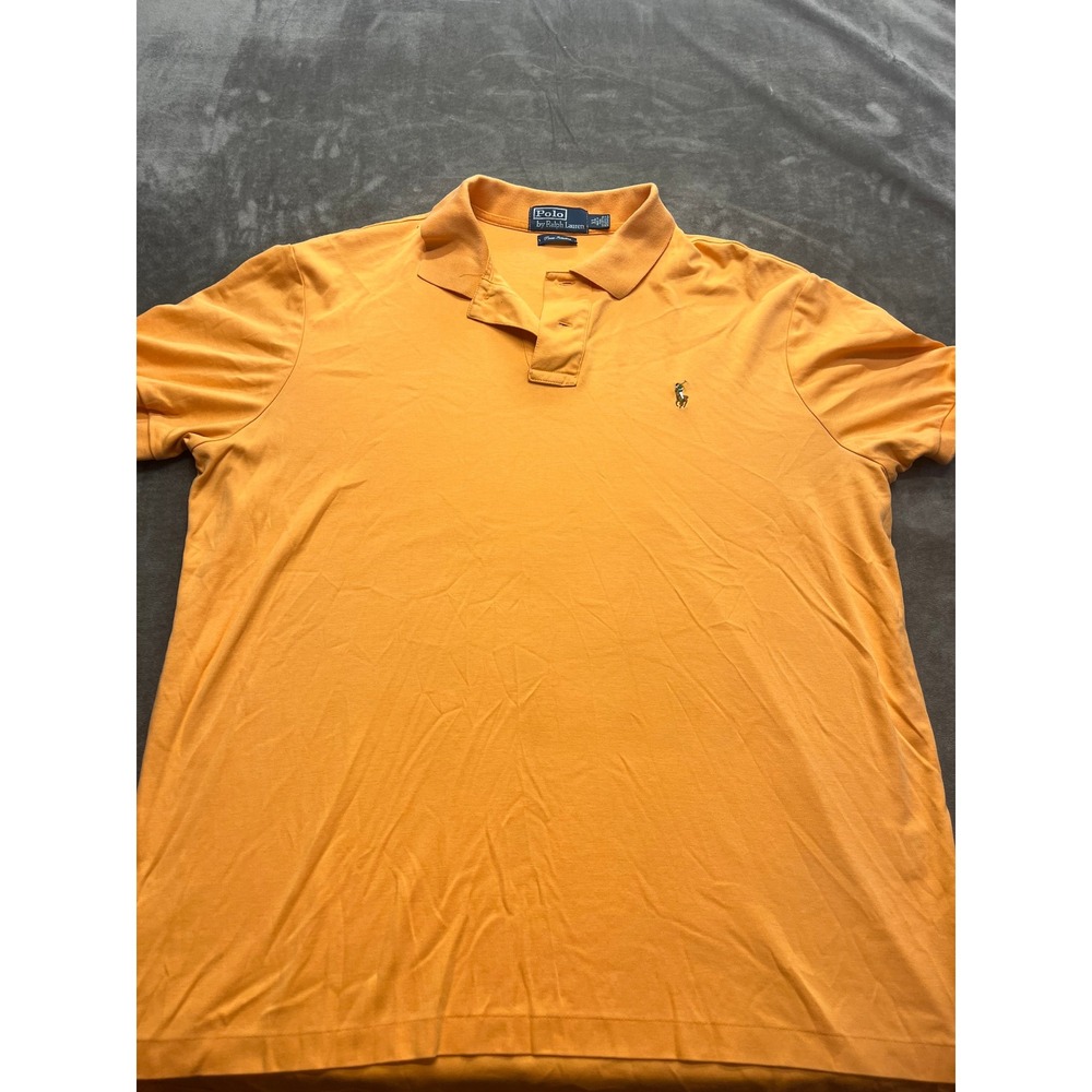 Polo Ralph Lauren Mens XL Orange Pima Cotton Short Sleeve Pony Logo Polo Shirt